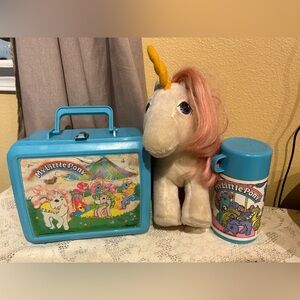 Vintage my little pony lunch box, thermos and stuffy